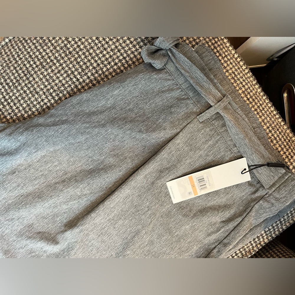 NWT Calvin Klein gray lightweight work pants with tie